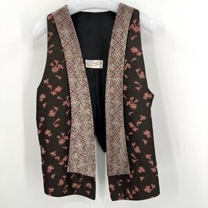 Vintage Haggerty Art Wear Nothing Matches Tuxedo Vest Sari‎ Silk O/S Lagenlook